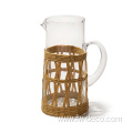 paper rattan wrapped glass jug set